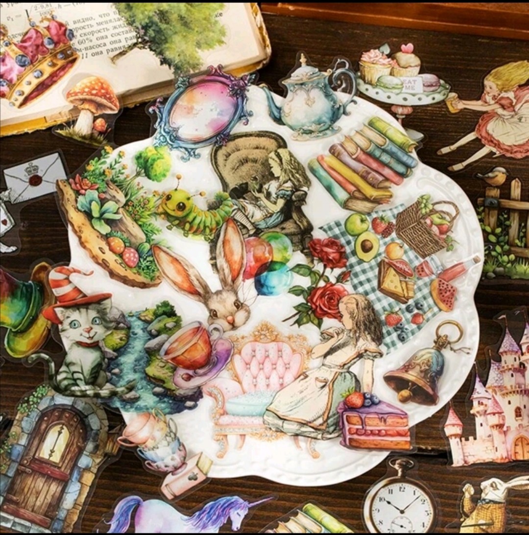 20 PCS Alice In Wonderland (Unofficial) PET Stickers BRAND NEW