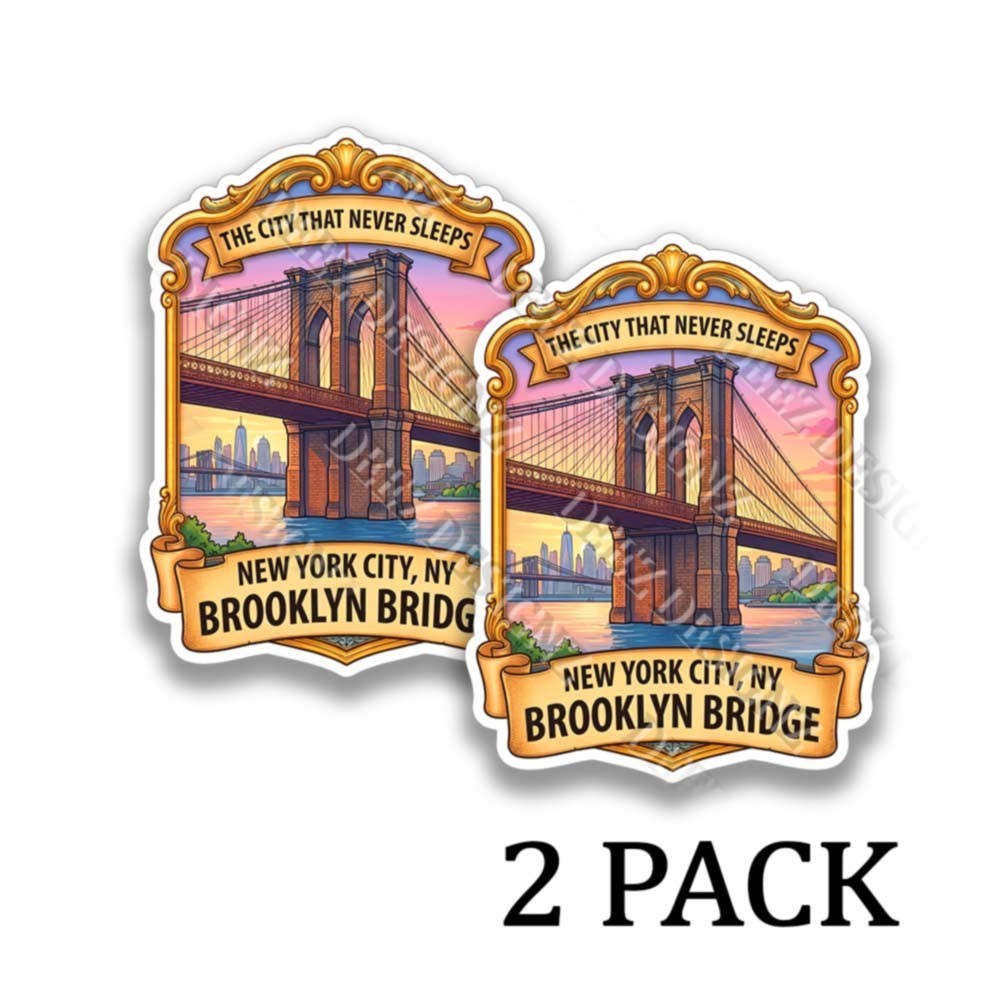 Brooklyn Bridge New York City Vinyl Decal Travel Sticker 2 Pack 44490