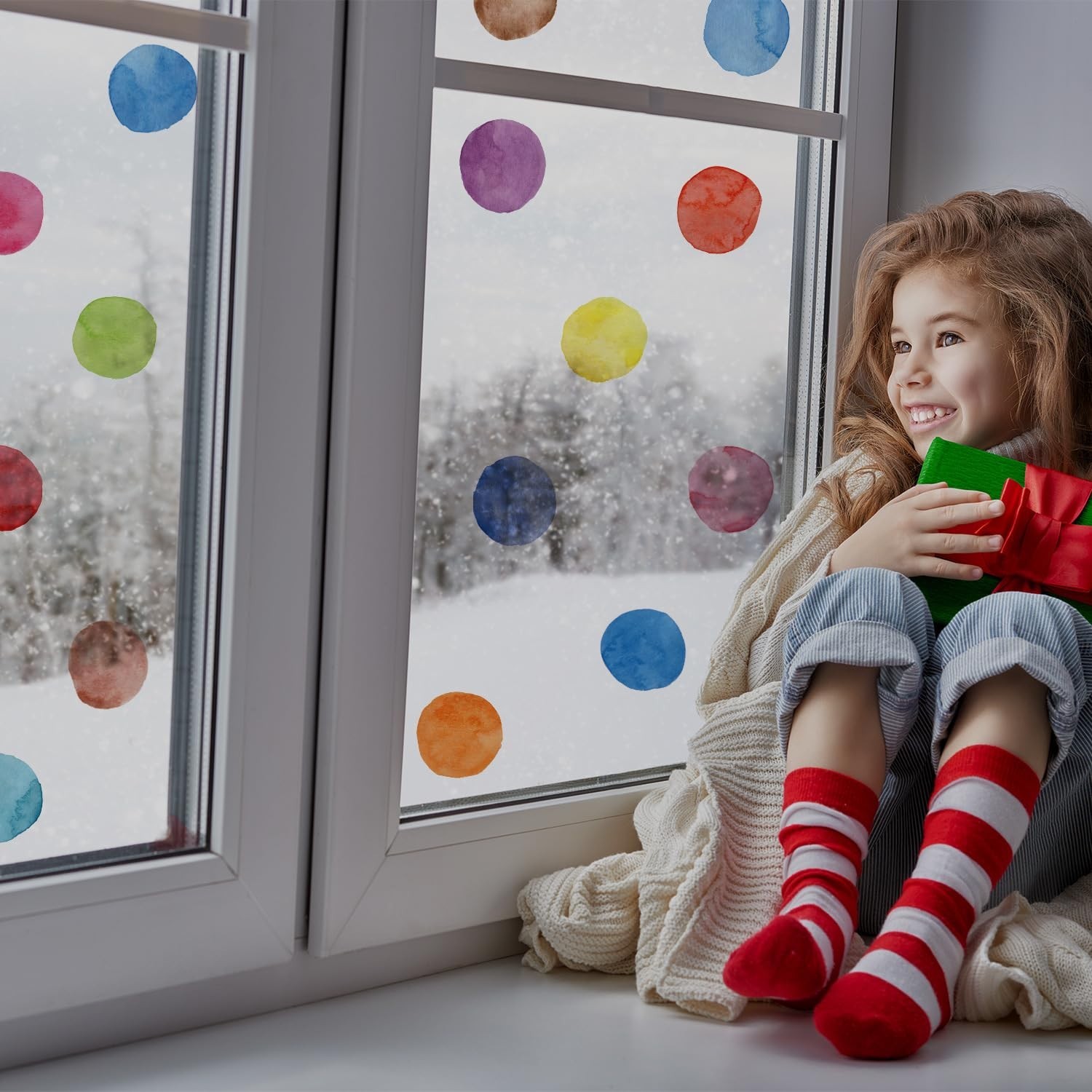 Vibrant Polka Dot Wall Decals – 12 Sheets of Colorful Watercolor Stickers