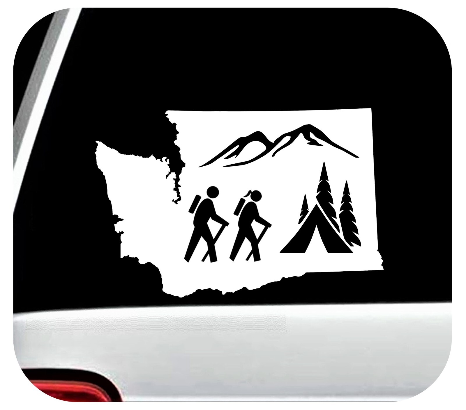 Washington State Hiking Camping Couple with Camping Tent Decal Sticker BG 953