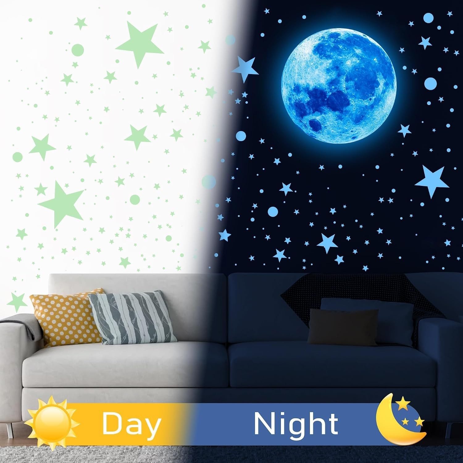 492Pcs Glow in the Dark Stars for Celing Glow Moon and Space Wall Decals | Ga…