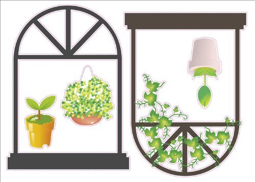 Window Flowers Artwork Kids Living Room Decor Wall Sticker Decal 15"W X 23"H