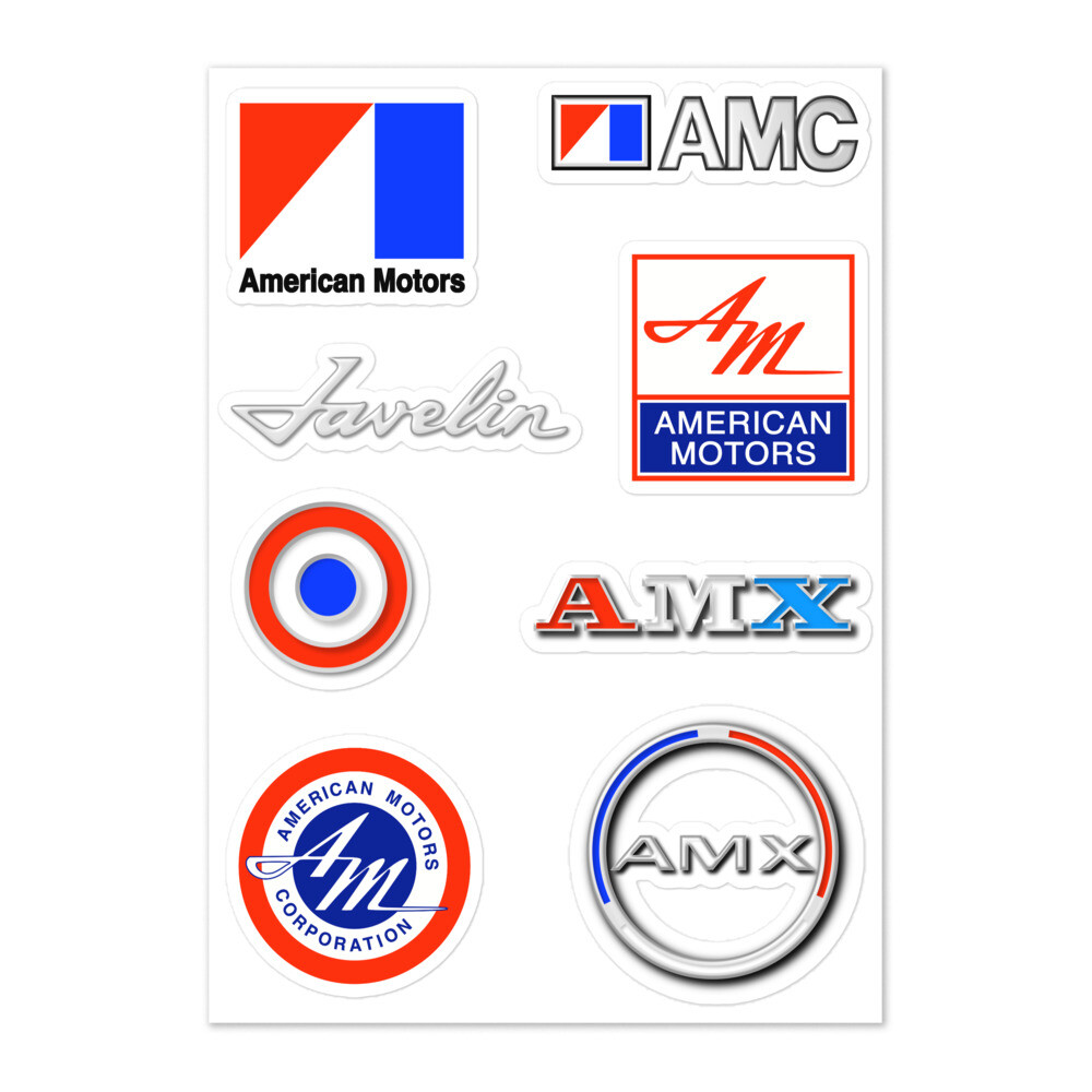 AMC Variety Stickers AMX Javelin Logo Emblem Badge (8) American Motors