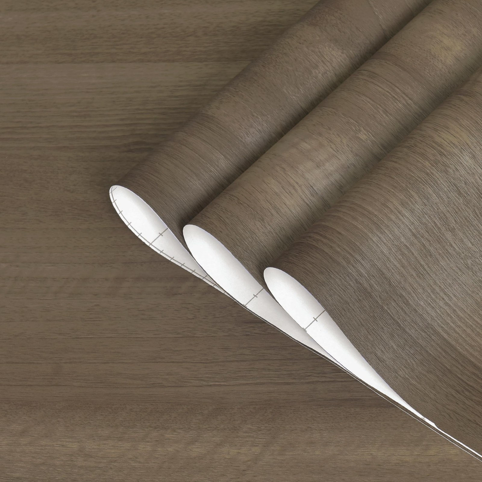 32x315inch Wide Dark Grey Peel and Stick Wallpaper Taupe Walnut Wood Grain Co…