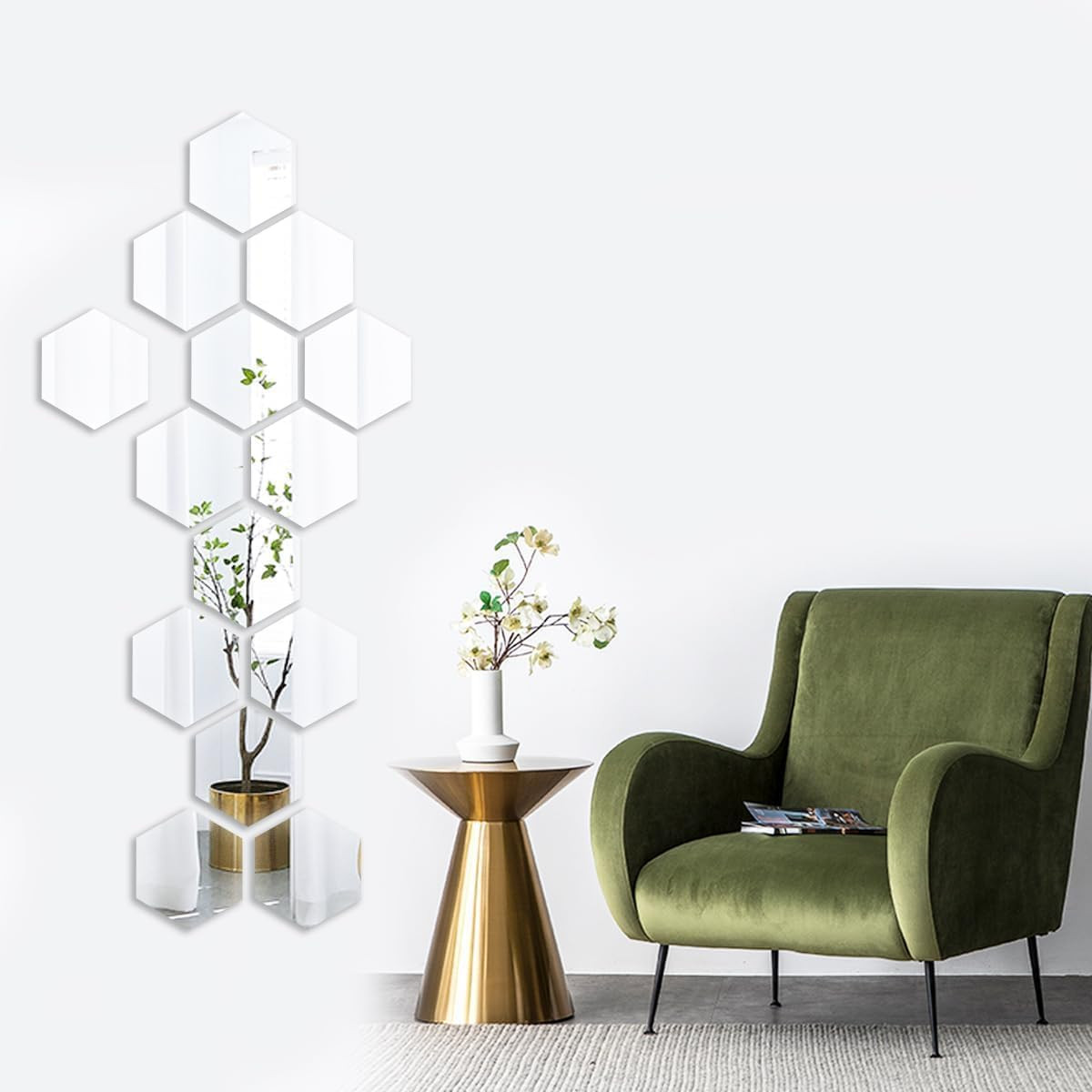 Mirror Wall Stickers – 12PCS Hexagon Art DIY Decorative Acrylic Sheet Plastic Ti