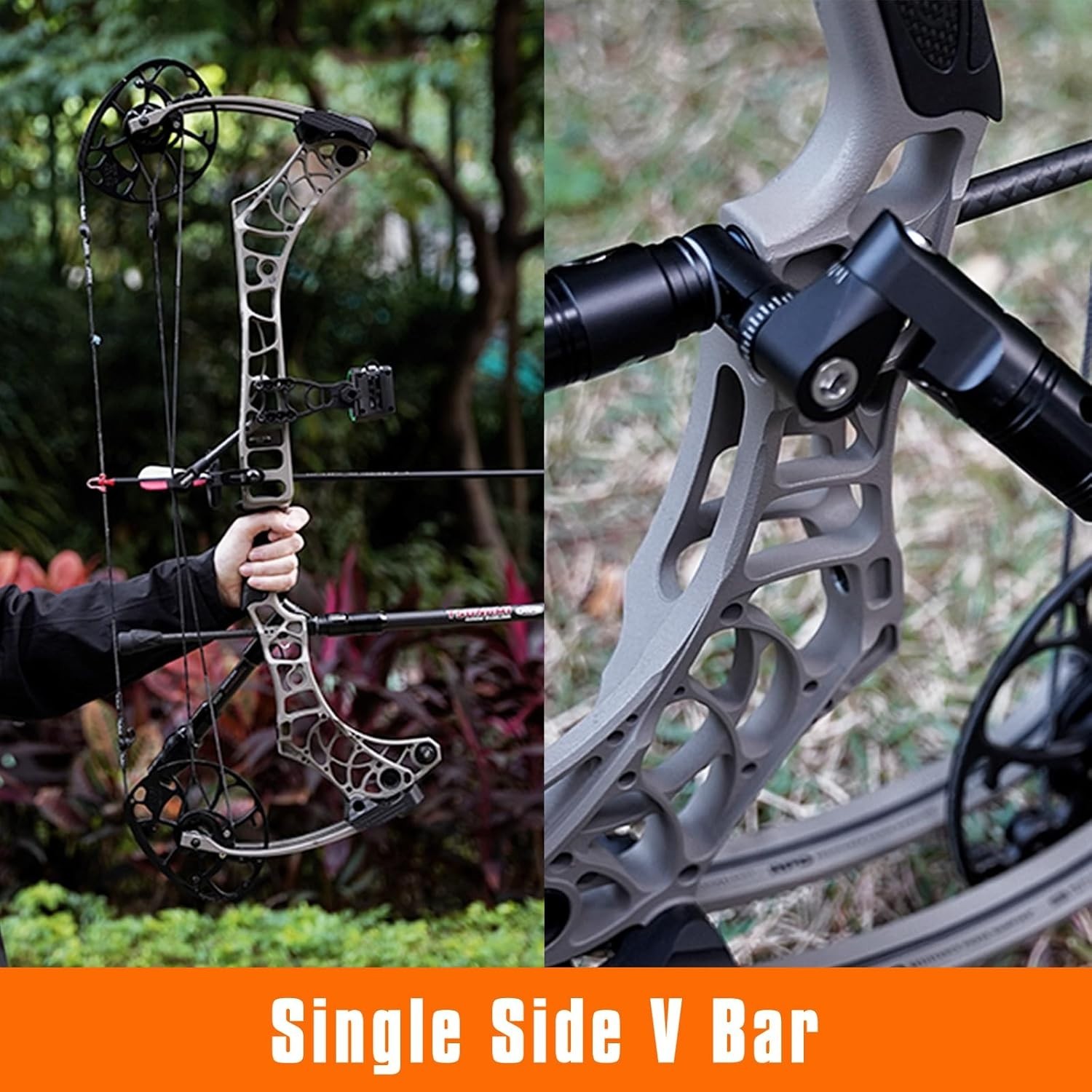 Single Side Adjustable V-Bar Mount Quick Disconnect Bow Rod Stabilizer, Archery