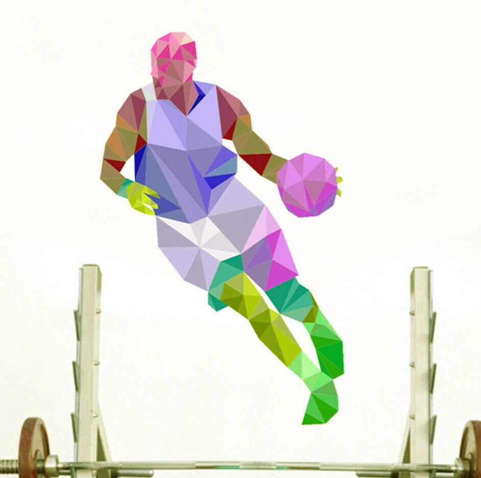 Basketball player Sticker, Sport Decal,Polygonal Gym Decor, Basketball Wall Art