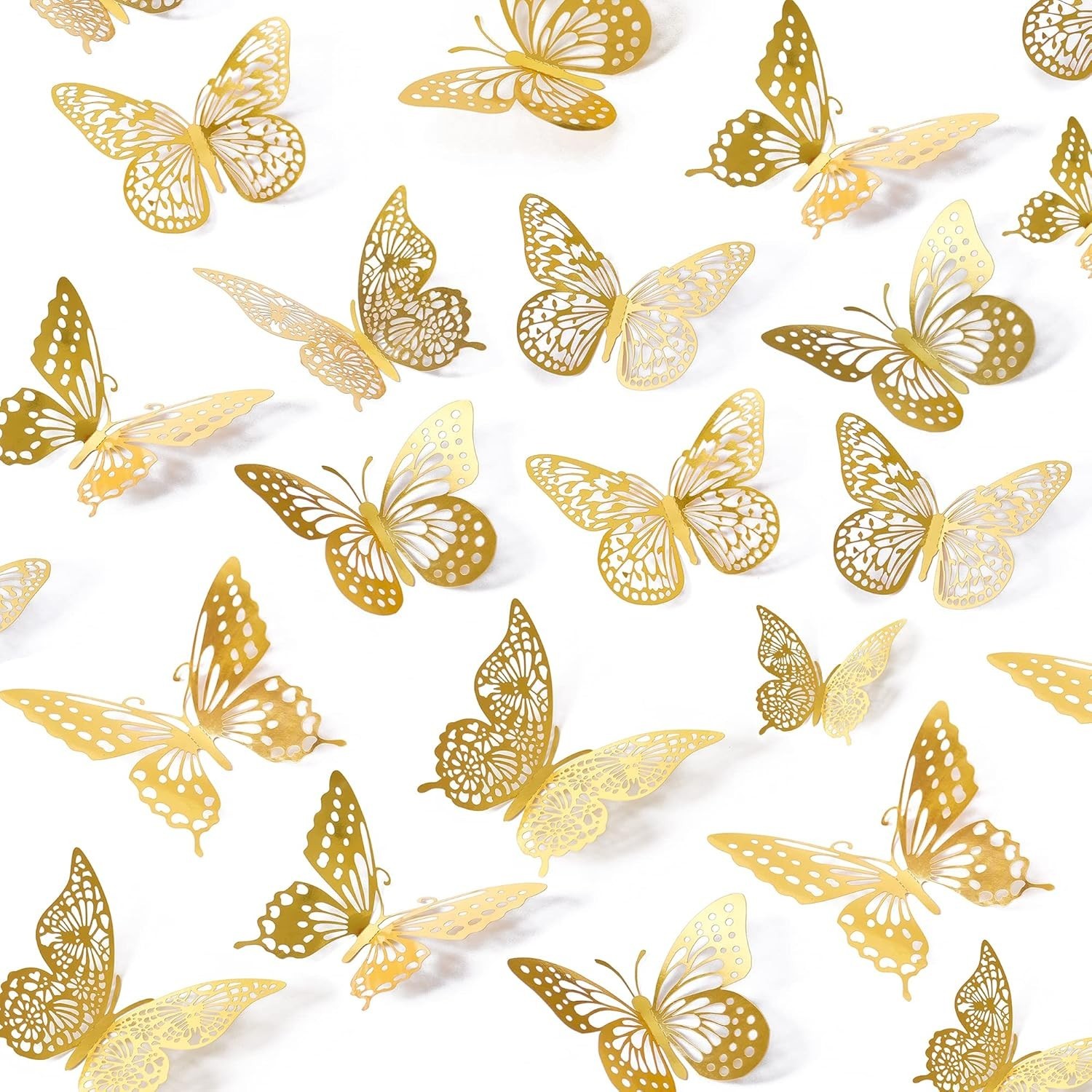 48PCS de decoración de pared de mariposas 3D, mariposa morada,4 estilos, 3 tamañ
