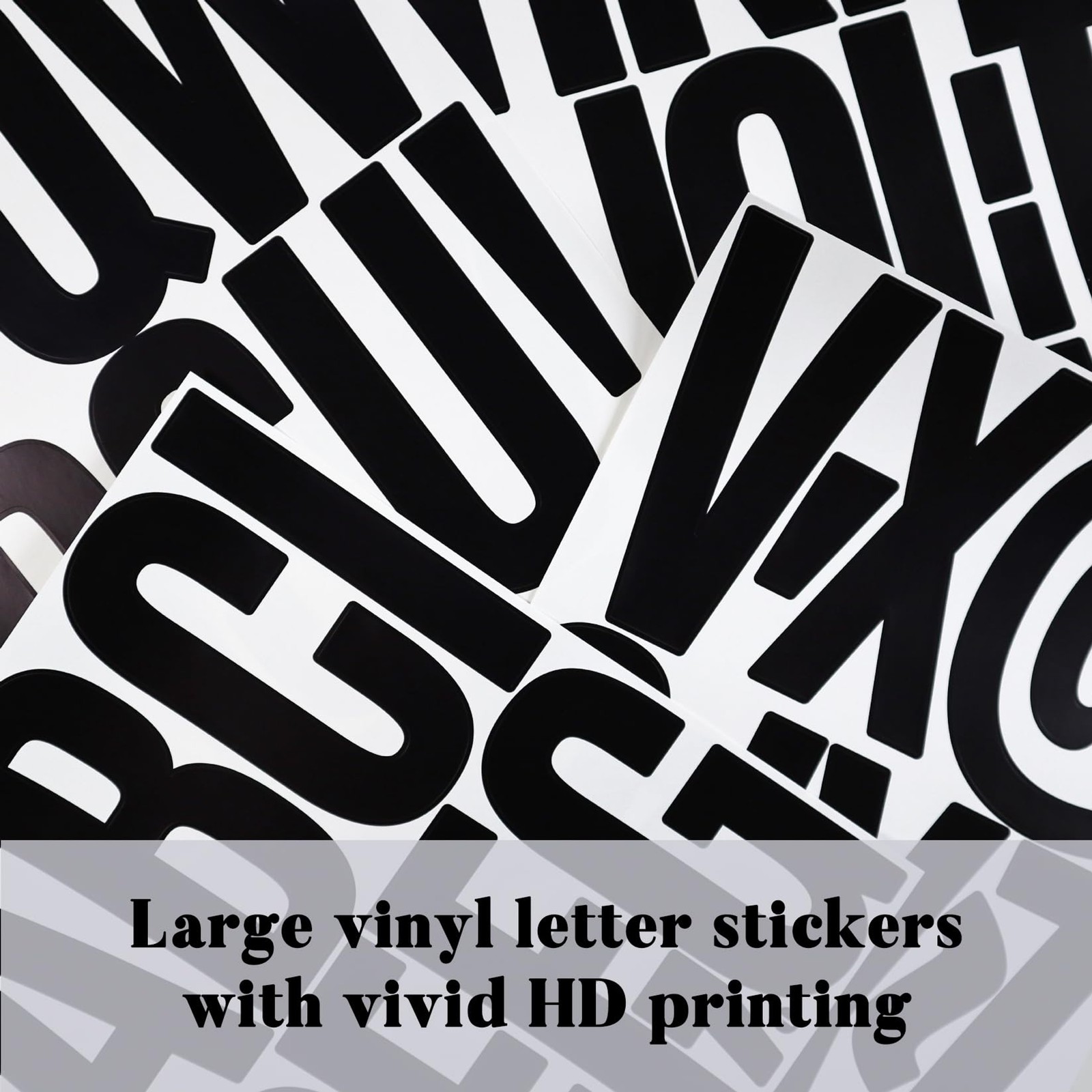 114 Large Sticky Black Alphabet Stickers, 12 Sheets 5 Inch | Sticker Decals for
