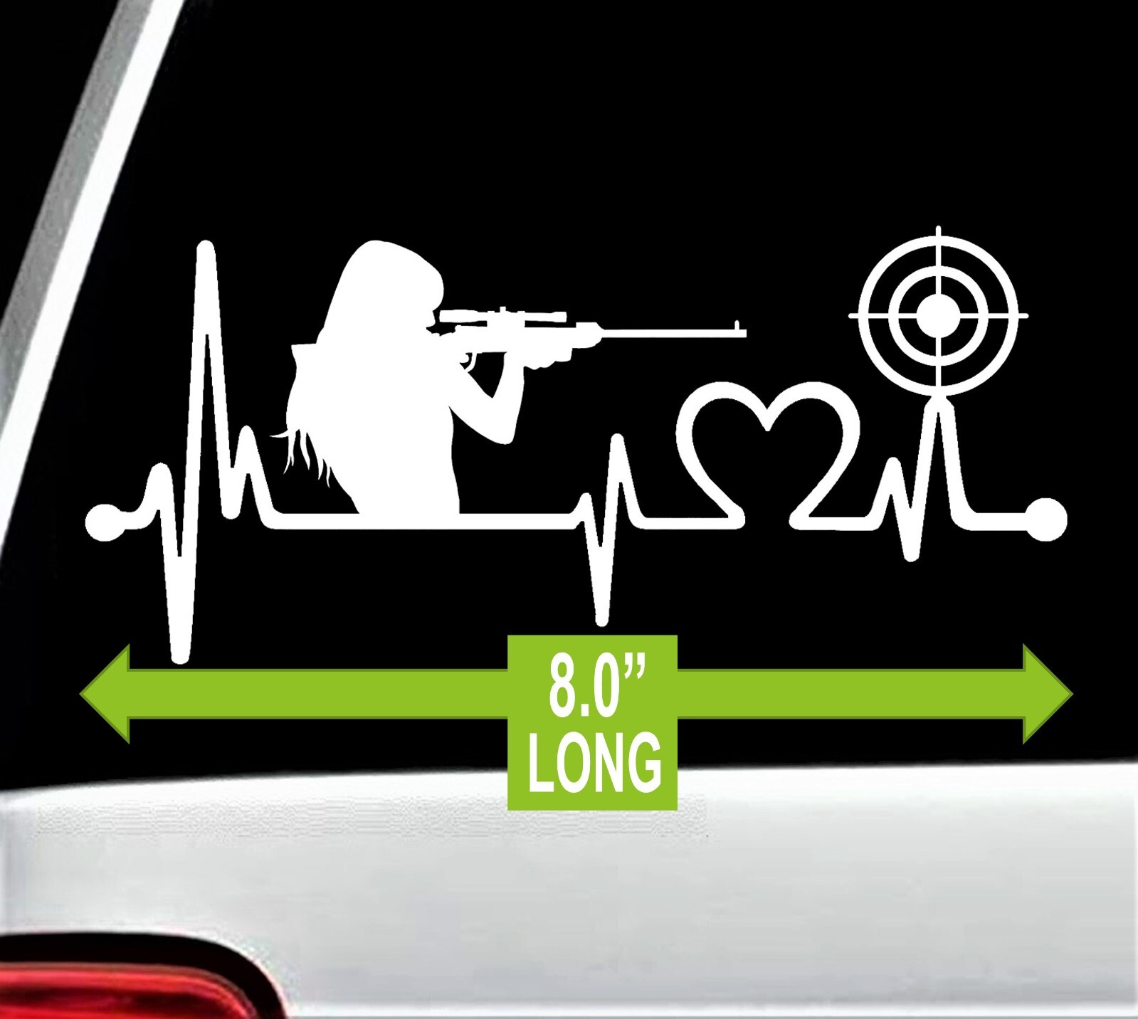 Gun Girl Heartbeat Target Shooting Decal Sticker Love Guns Rifle Pistol K1100