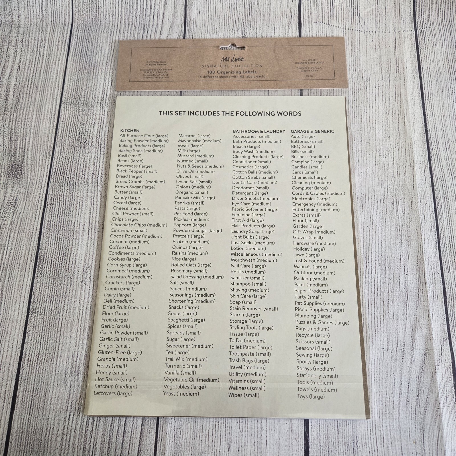 Rae Dunn Signature Collection 180 Organizing Labels Kitchen Bathroom New