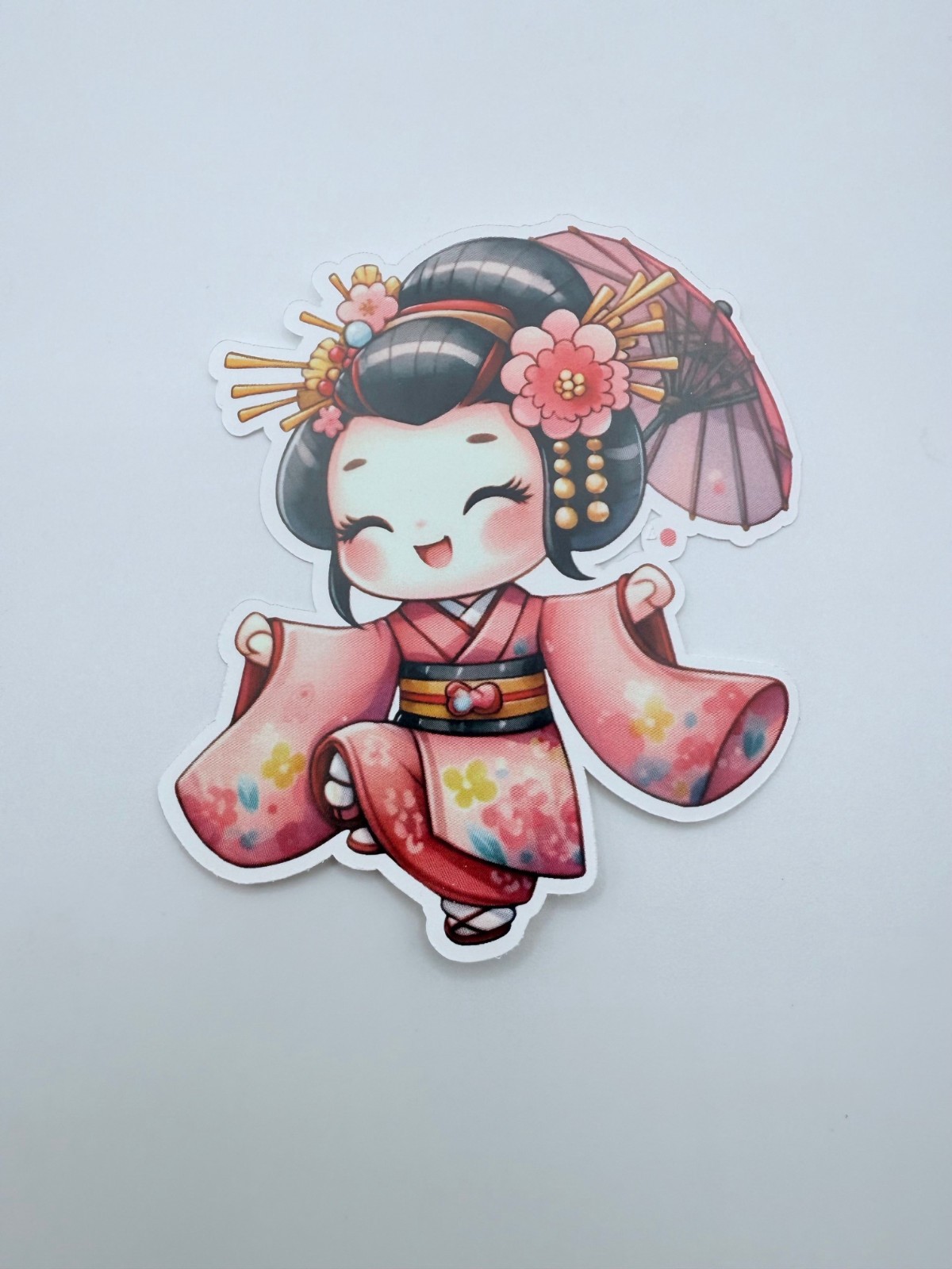 Brand New Cute Anime Japanese Kimono Geisha Sticker 3.25" by 3.25"