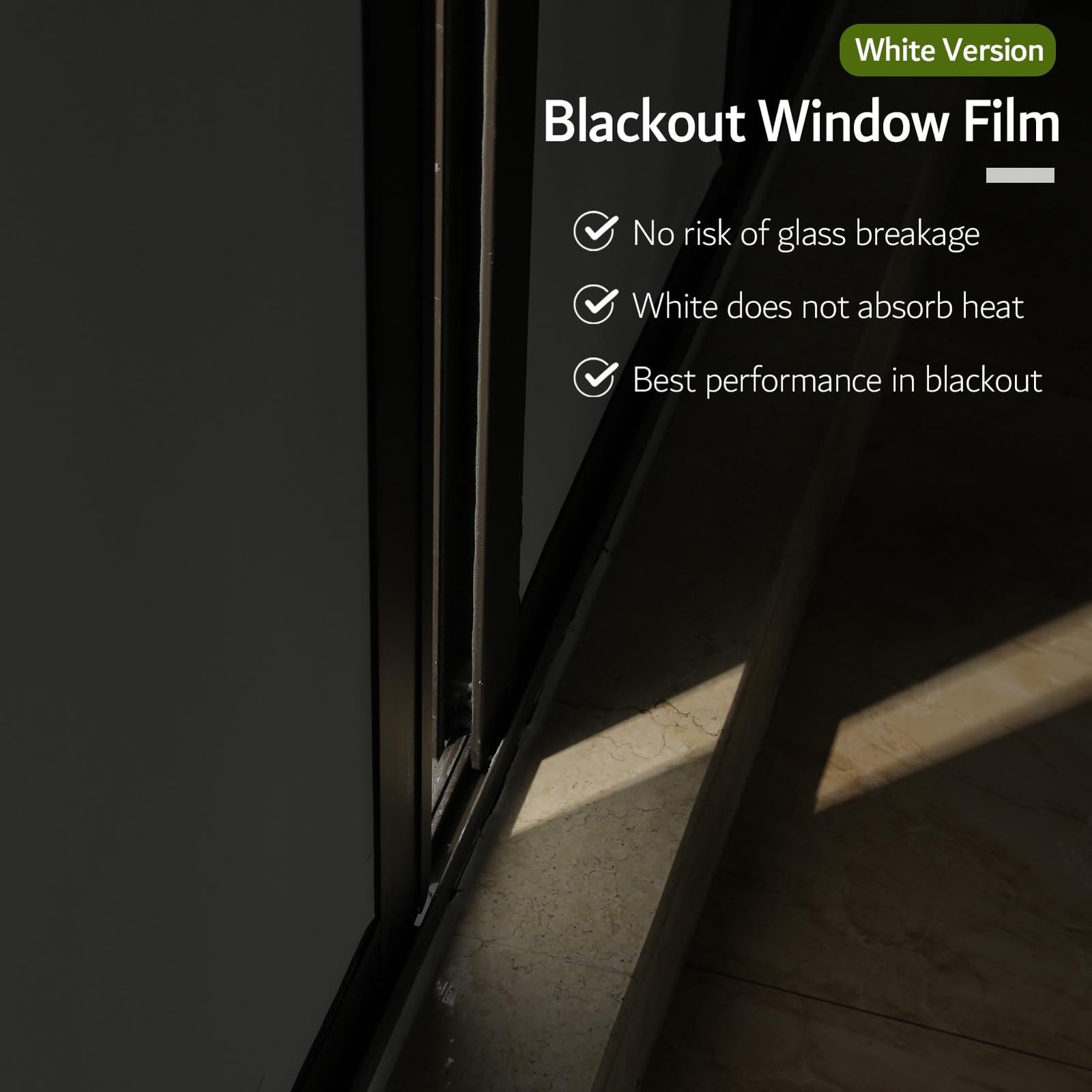 VELIMAX White Blackout Window Film, 100% Light Blocking Window Cover, Opaque …