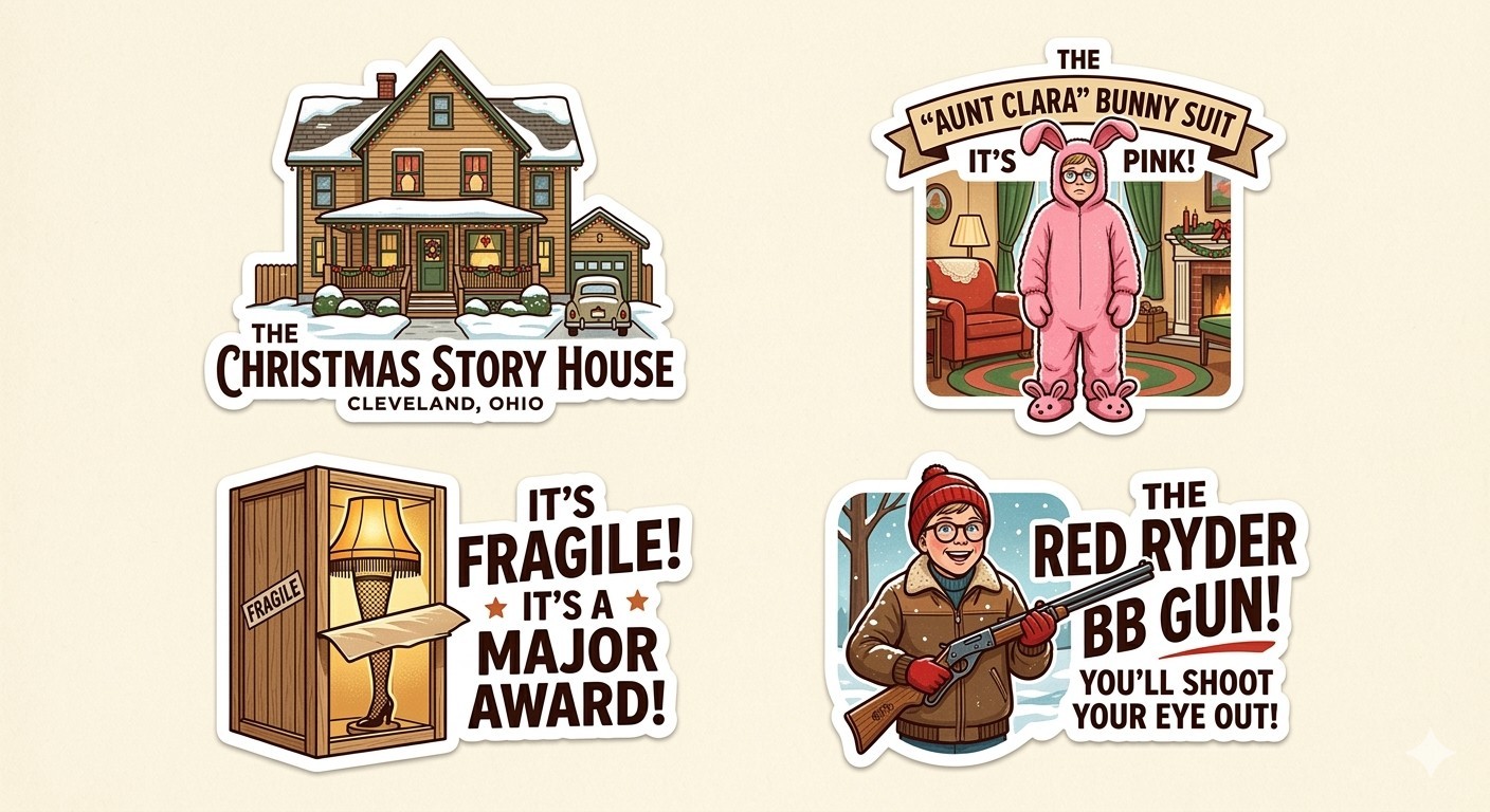 4 A Christmas Story Stickers Decal Phone Laptop