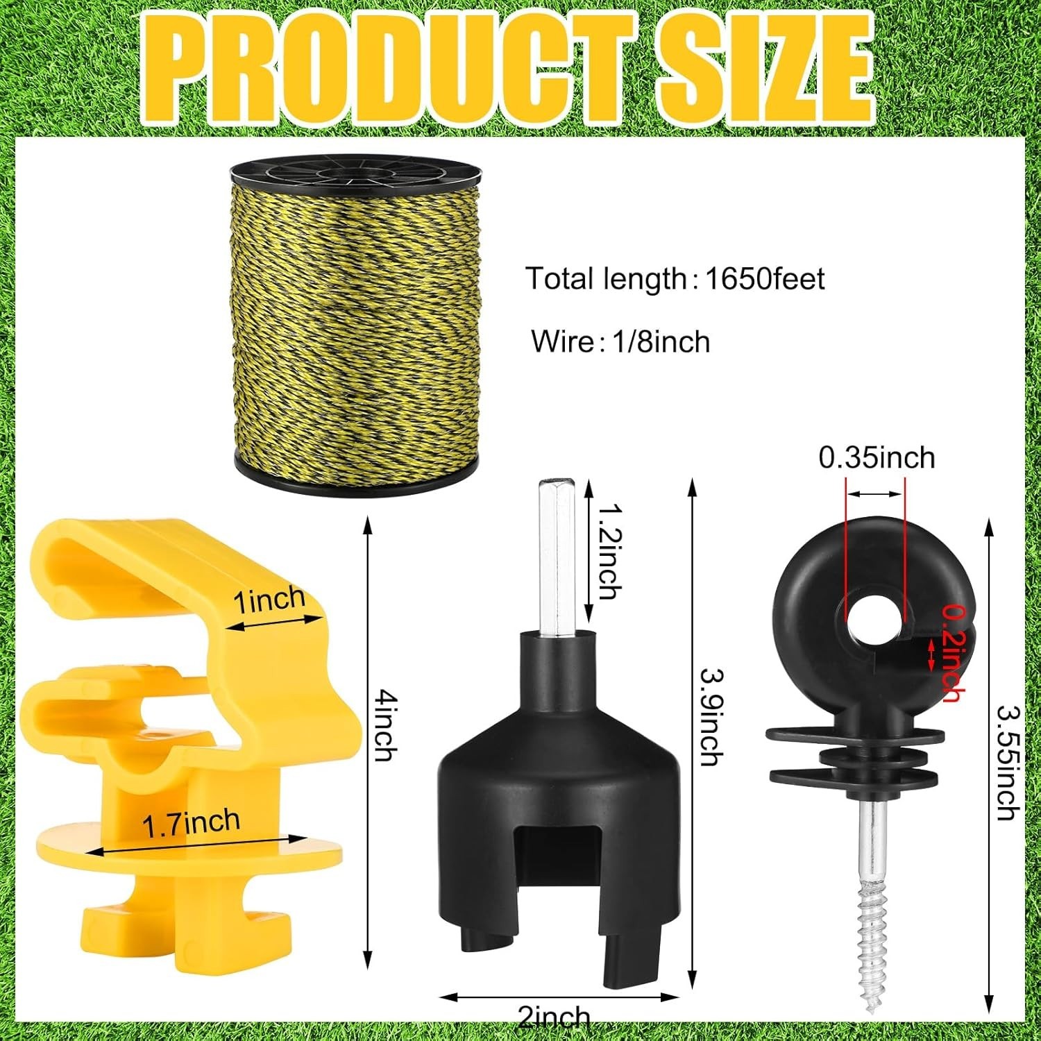 52 Pcs Electric Fence Kit Include 1640 ft Poly Wire 25 Black Fence Ring Insulato