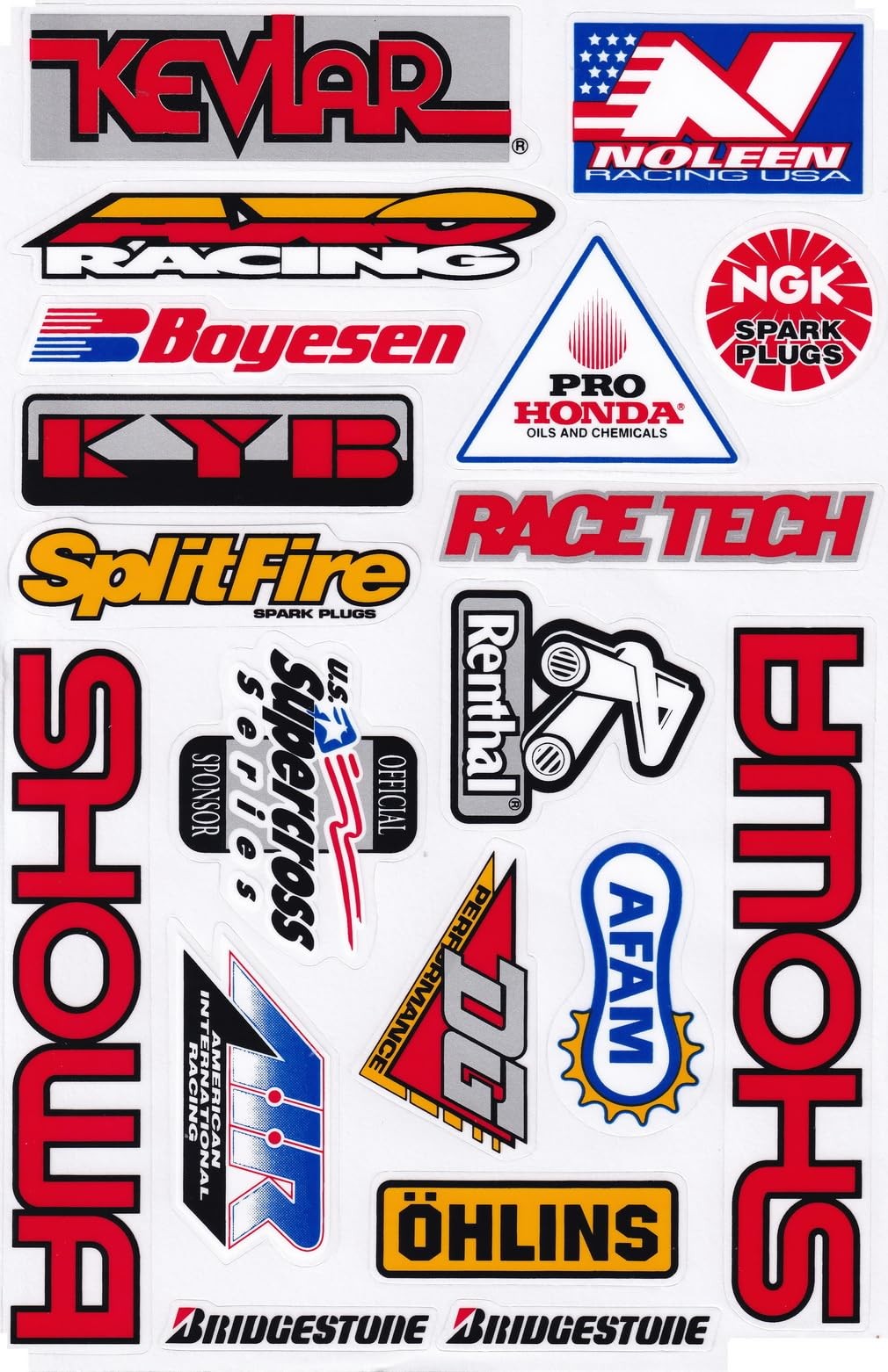 Set 6 Multicolor Racing Stickers Car Metal Plastic Glass Vinyl Waterproof