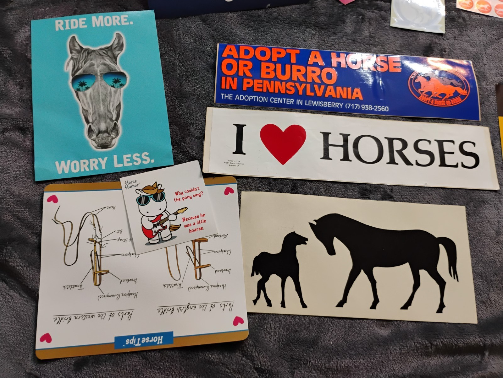 HUGE Variety Lot of Vintage Horse Stickers, Decals and Equestrian Collectibles