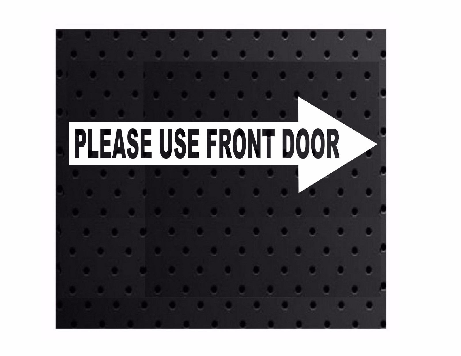 PLEASE USE FRONT DOOR (ARROW SIGN) RIGHT Vinyl Window Decal