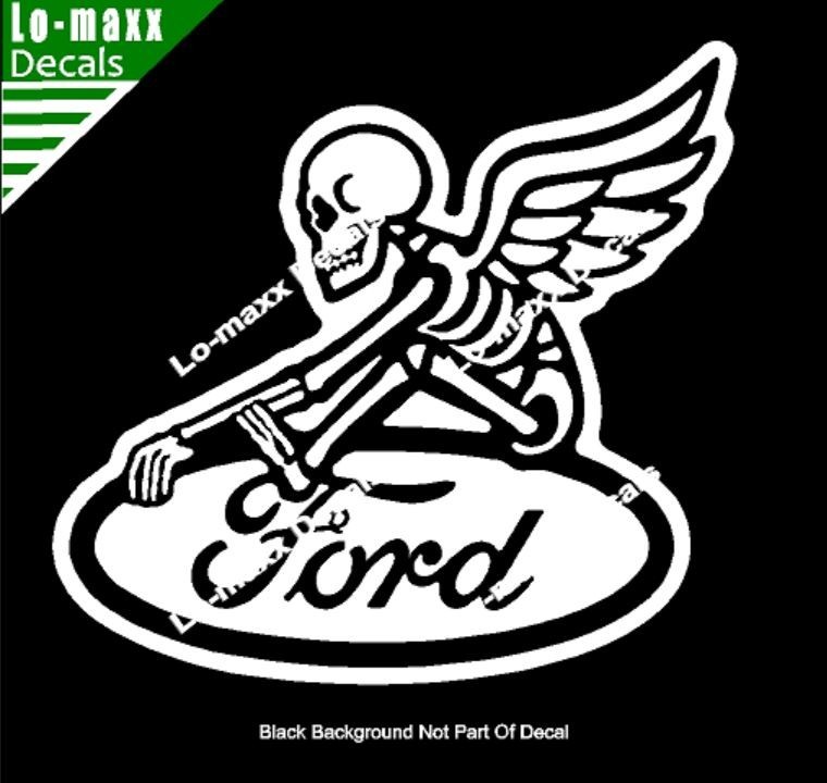 Ford Reaper Skeleton Wings Car Truck Window Hood Die Cut Vinyl Decal Sticker