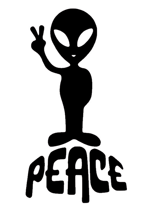ALIEN, ET, PEACE SIGN, Decal Stickers for Cars, Windows, Laptops, Wall, Tablets.