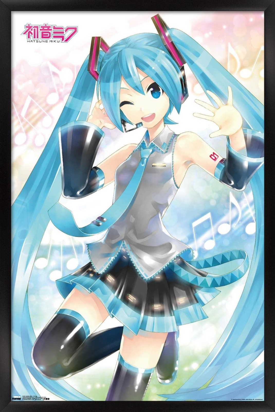 Trends International Hatsune Miku – Waving Wall Poster, 22.375" x 34", Black …
