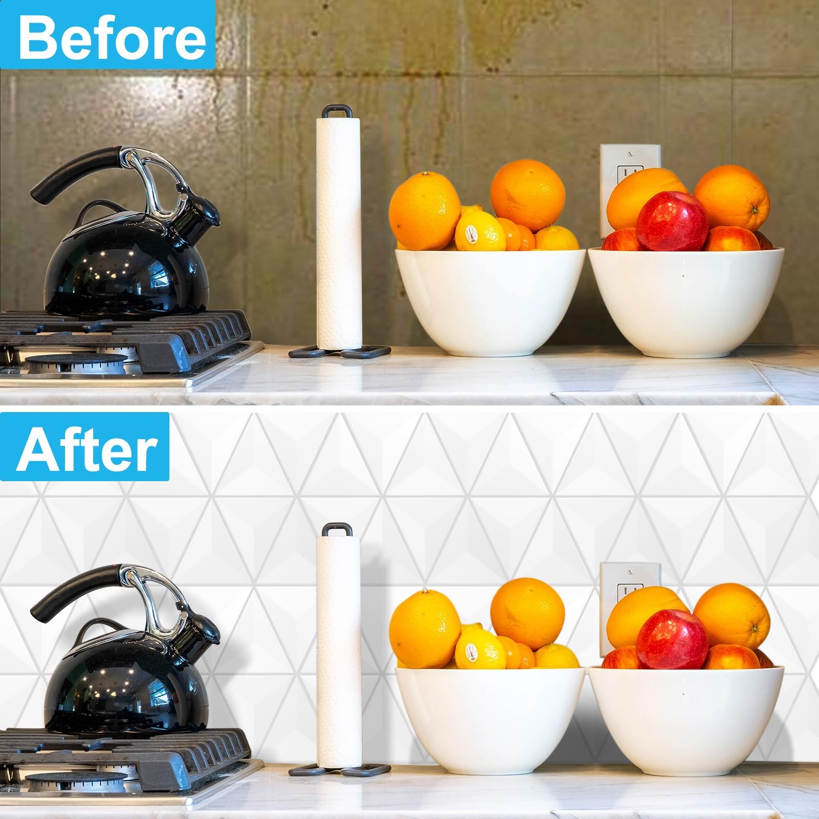 Peel and Stick Backsplash for Kitchen, 3D Triangle Tile Stickers Kitchen Back…