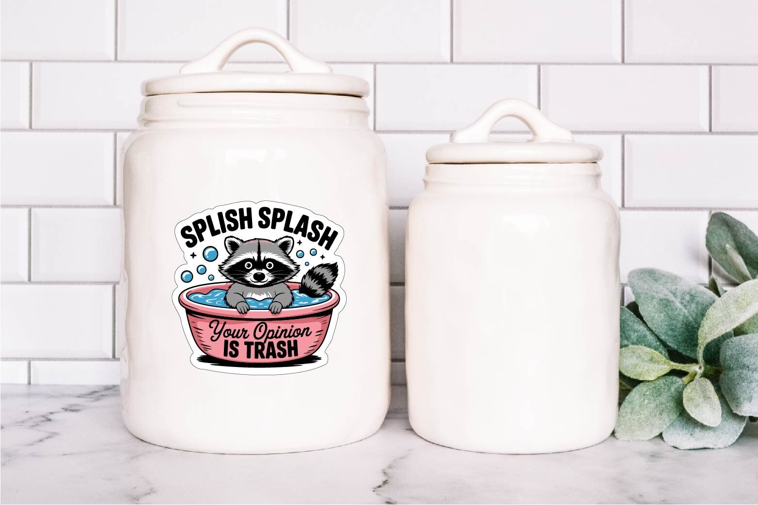 Your Opinion is Trash Decal Sticker Raccoon Bath Splash Garbage Panda Judge Life