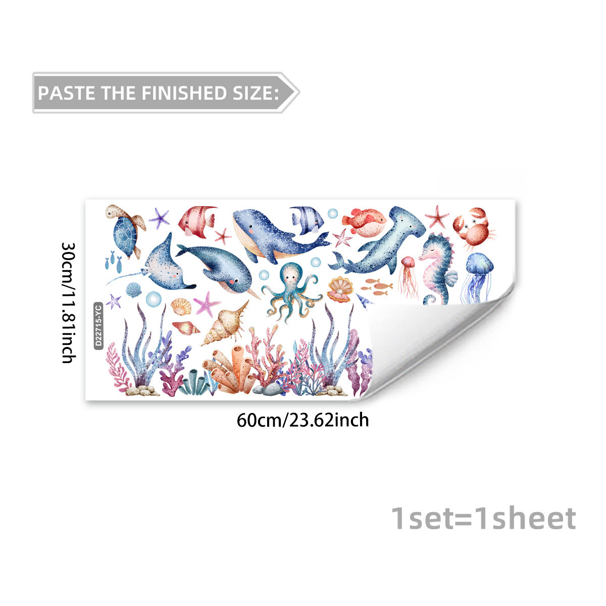 11.81×23.62in Glass Underwater Scene Static Sticker Easy Removal