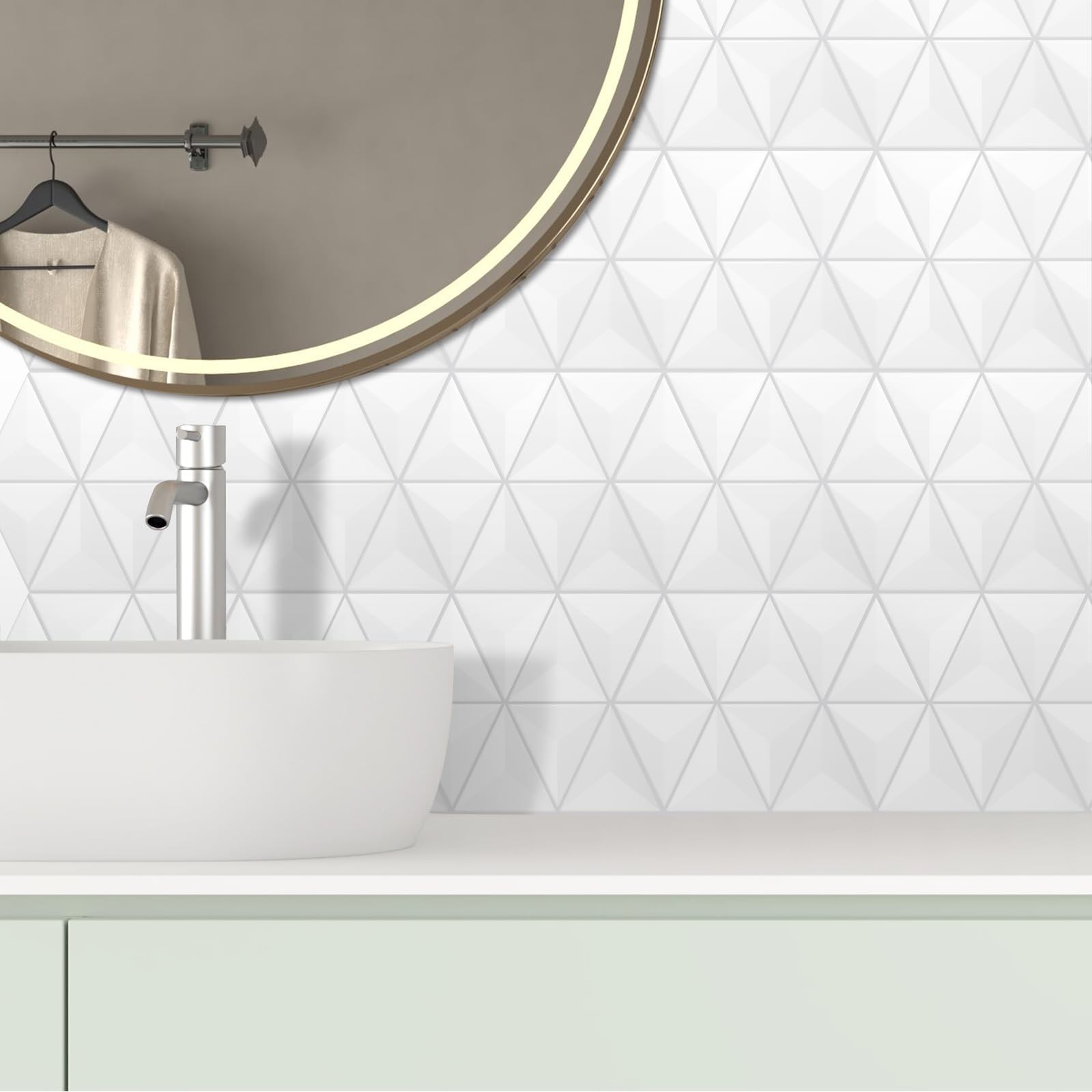 Peel and Stick Backsplash for Kitchen, 3D Triangle Tile Stickers Kitchen Back…