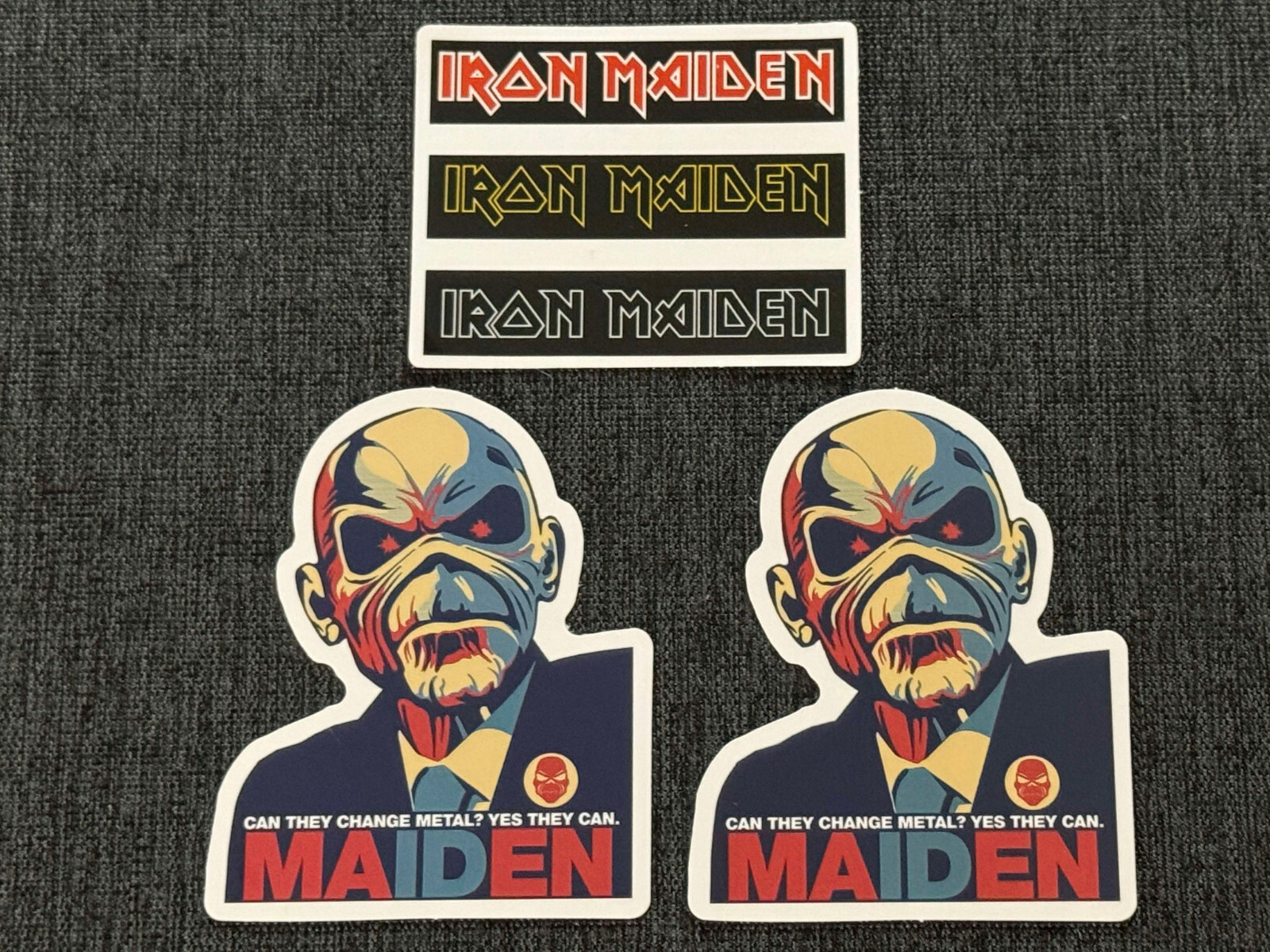 Lot of 3 IRON MAIDEN 2 to 2 3/4" Band Logo STICKERS Fast! Bruce Dickinson