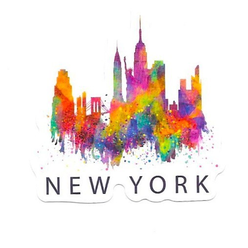 New York Skyline Vinyl Sticker Watercolor NYC Travel Souvenir Art Laptop Gift