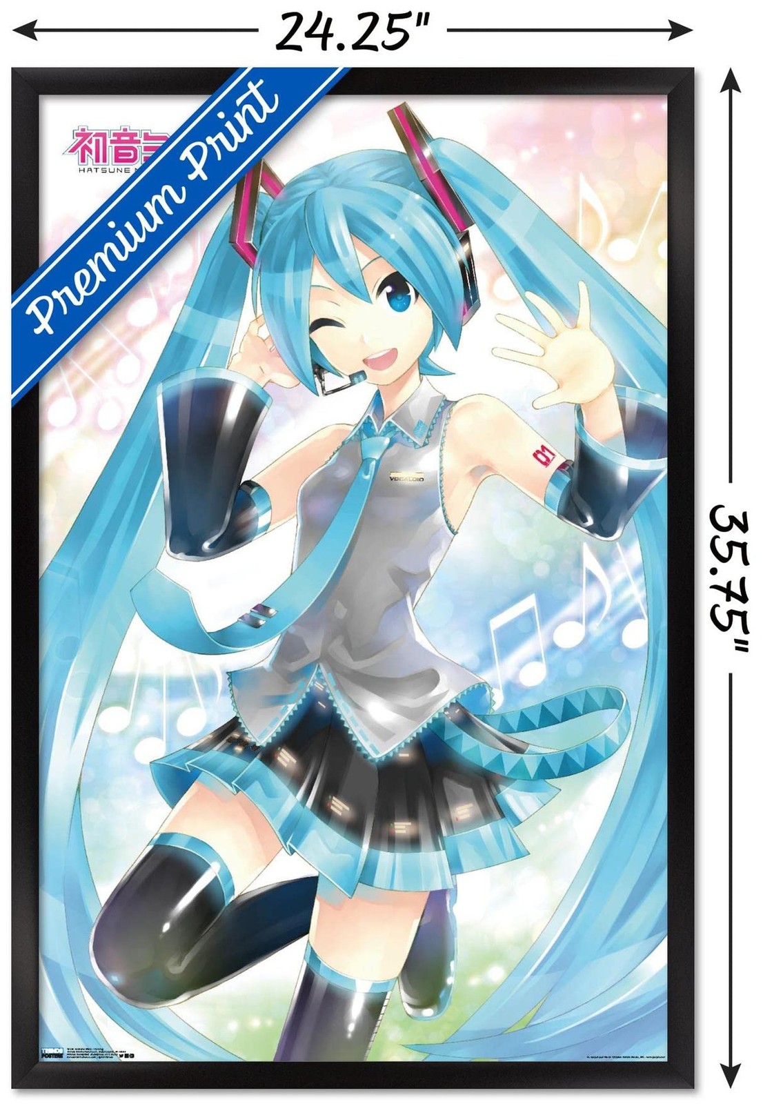 Trends International Hatsune Miku – Waving Wall Poster, 22.375" x 34", Black …