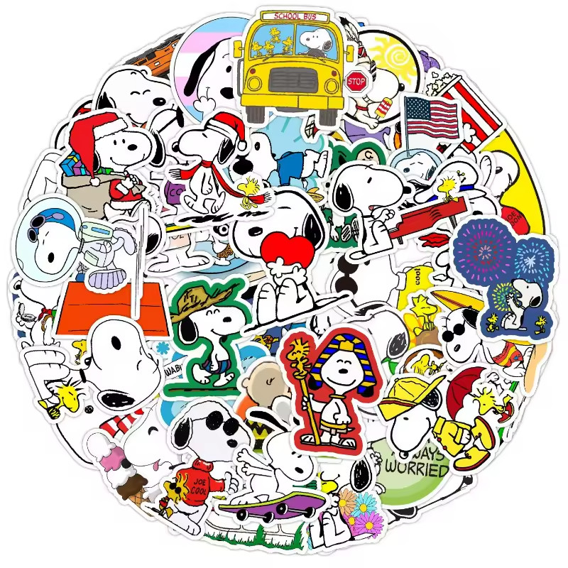 50pc SNOOPY-COWABUNGA Stickers, Great for-Phone, Car, Water Bottle, Laptop, Bike