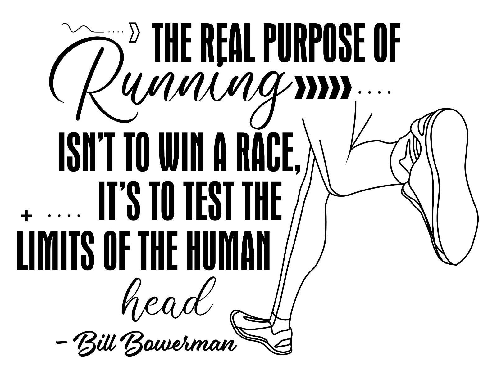 Motivational Bill Bowerman Running Quotes | Home Bedroom Living Room Wall Decal