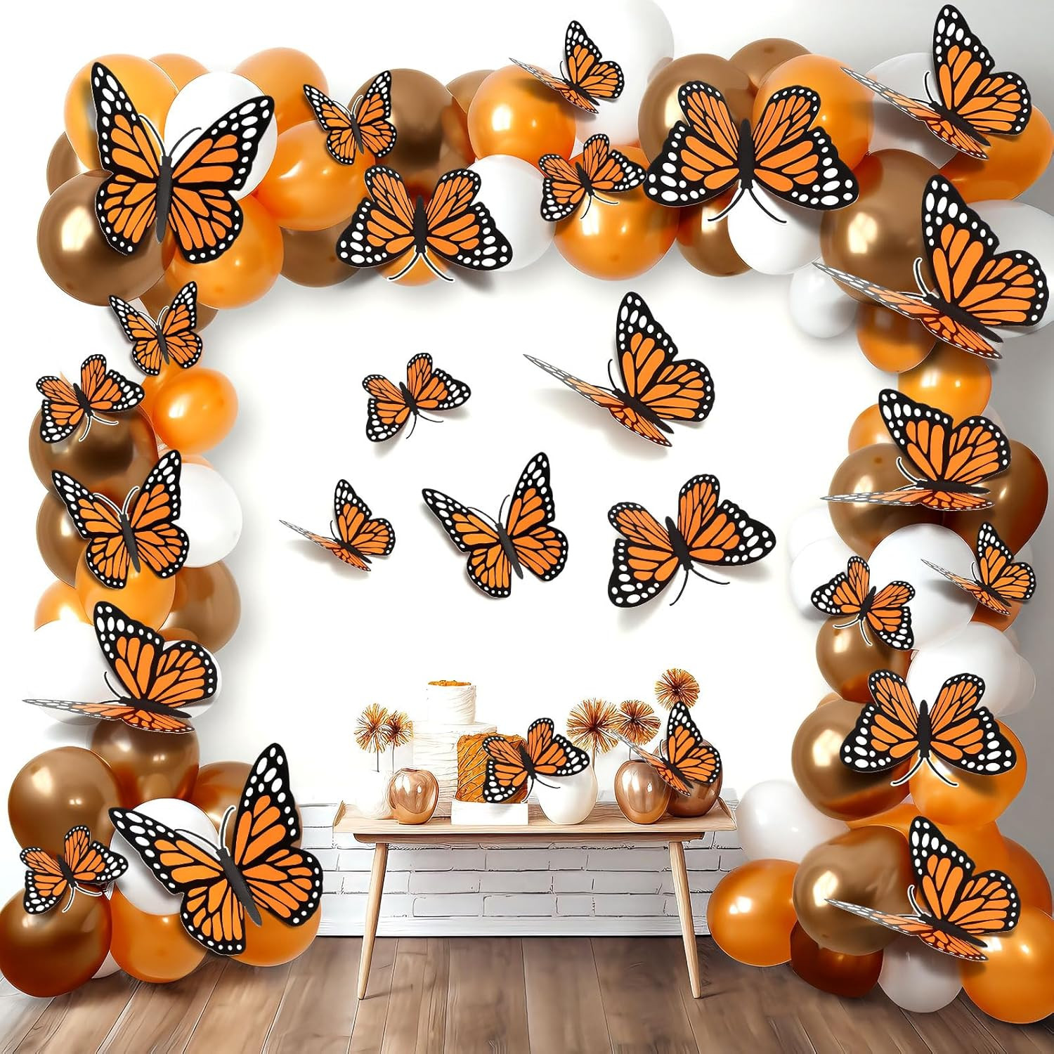 20 Pcs Large Monarch Butterfly Decorations 11.8 Inch 3D Orange Yellow Blue