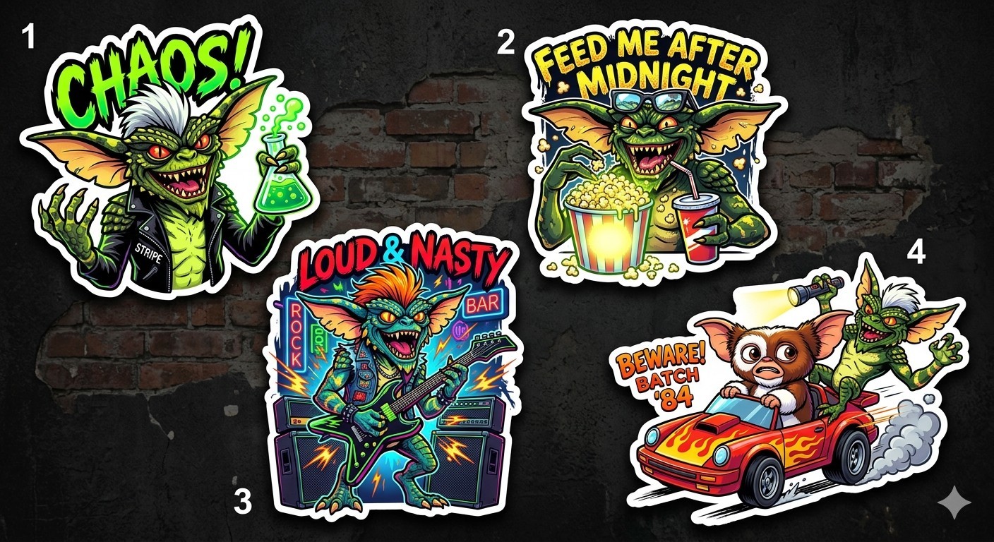 4 The Gremlins Decal Stickers Phone Laptop
