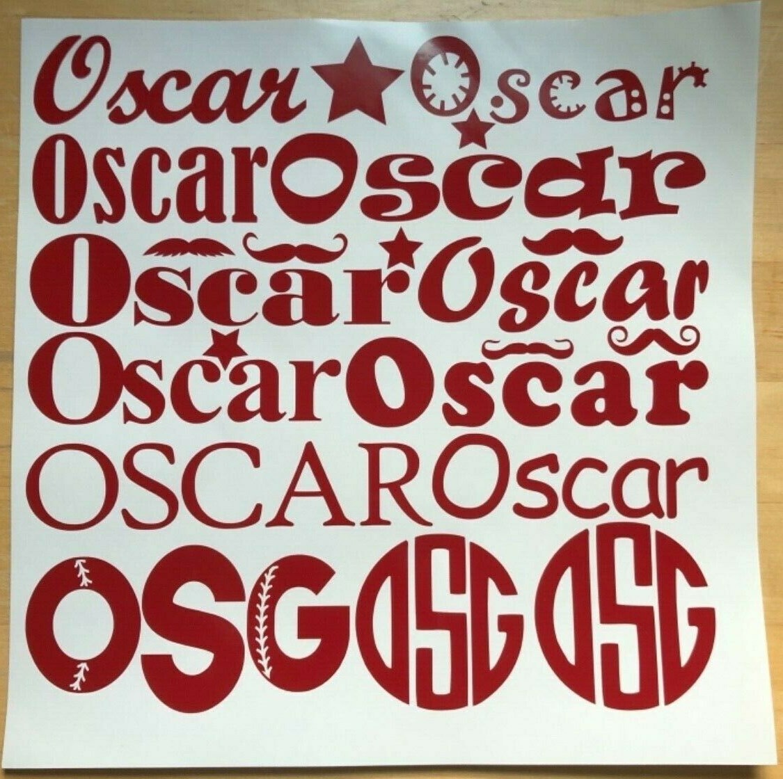 12" Sheet of Vinyl Monograms & Names for School Supplies, Custom, Personalized