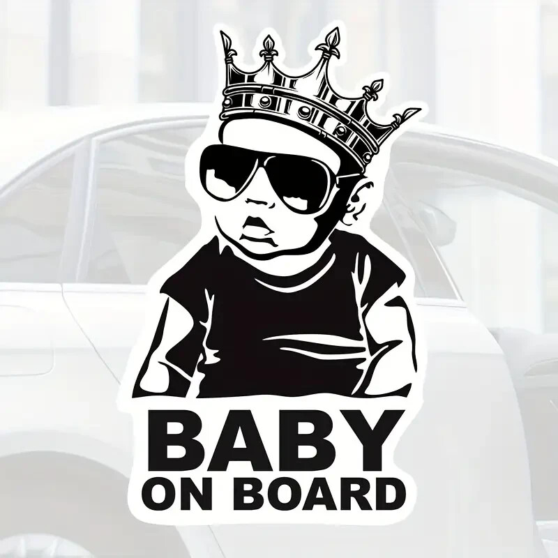 Funny Baby On Board Decal – 5"x8" – Safety Sign for Vehicle Window