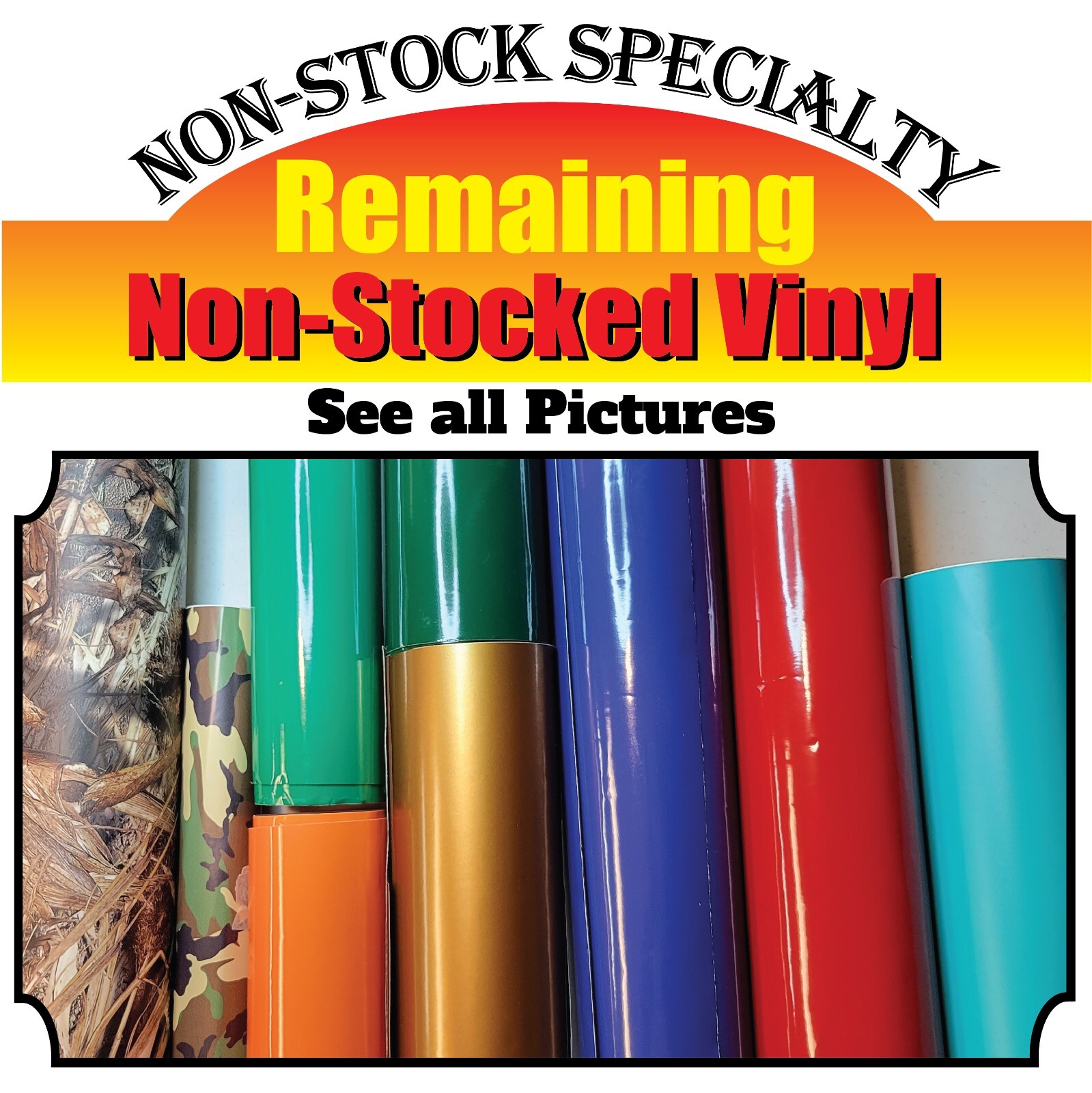 Custom Decal Vinyl Text Specialty Non- Stock Vinyls Chrome Carbon fiber Metallic