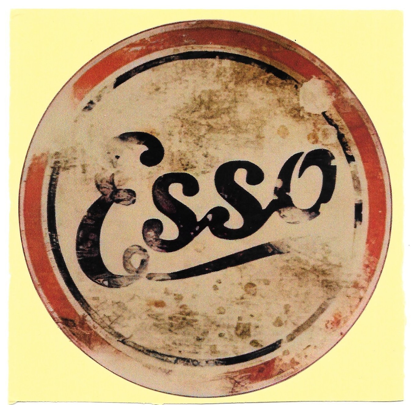 Vintage Esso Gasoline Vinyl Sticker Retro Script Distressed Oil Gas Decal