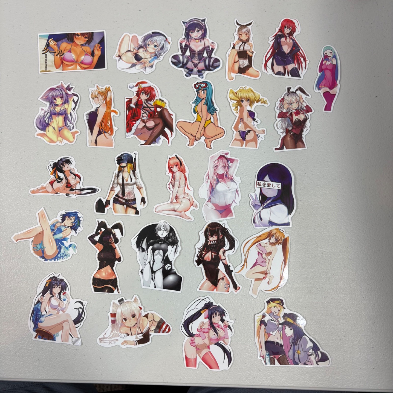 Lot of 26 Waifu Adult Girl Manga Pin Up Anime Bikini Unused Stickers Blank Back