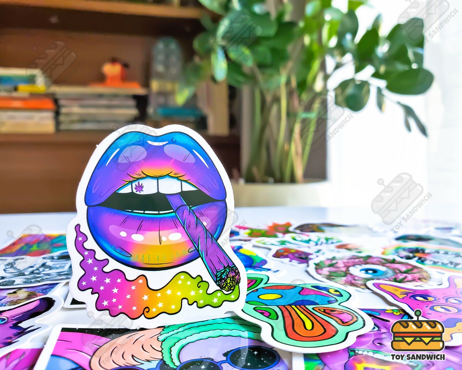 50 pcs "Psychedelic" Sticker Pack Abstract Rainbow Smoking Hippie Trippy Decals