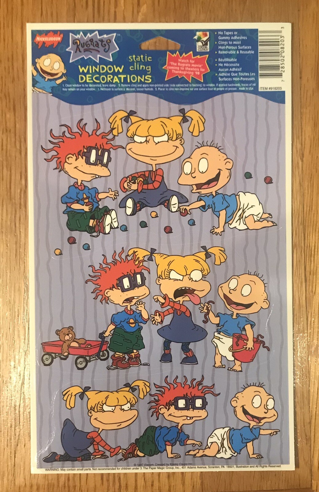 Vtg Rugrats Nickelodeon Static Cling Window Decorations Tommy Chuckie Lot Of 4