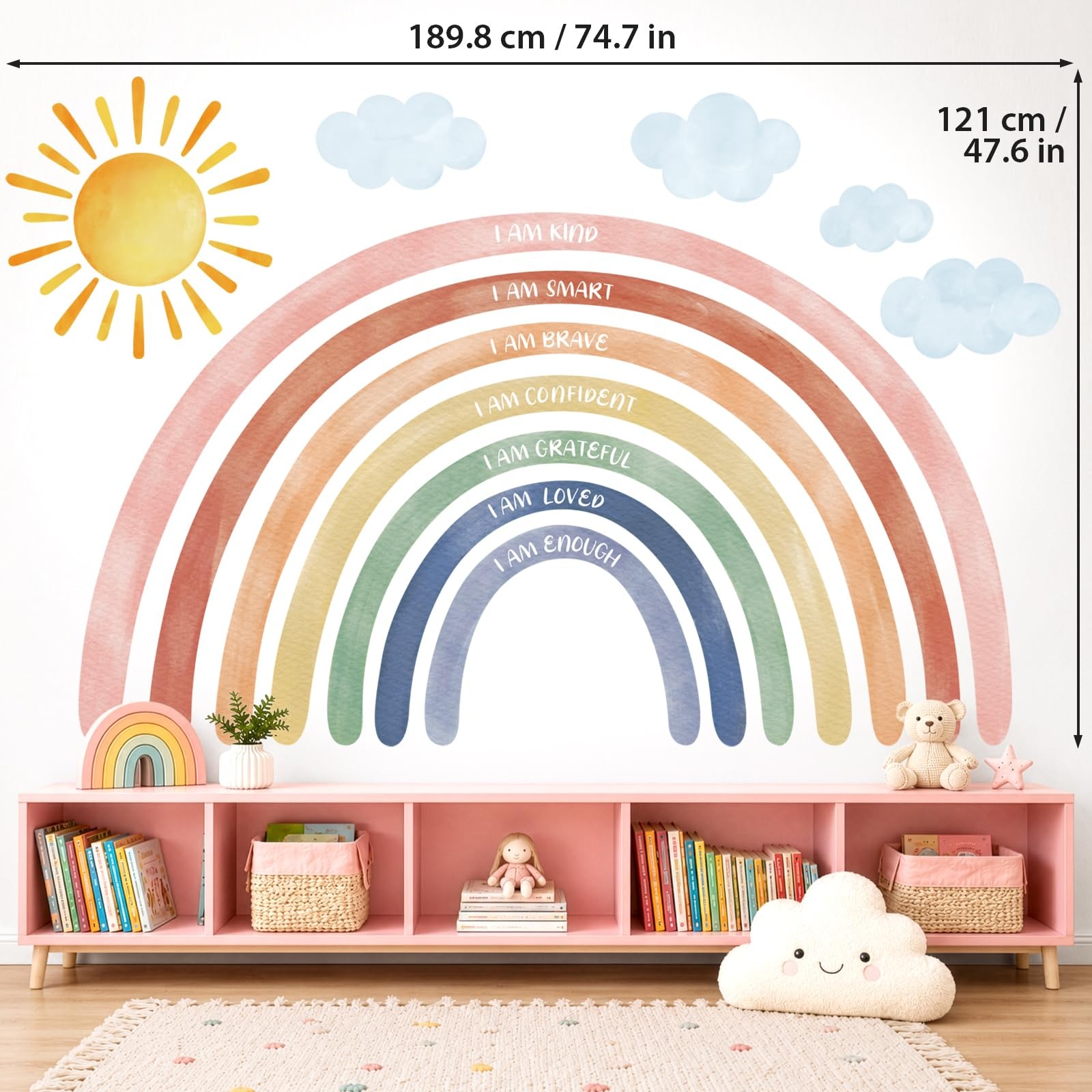 DECOWALL FH4-2432 XLarge Watercolor Rainbows and Quotes Wall Stickers Decals …