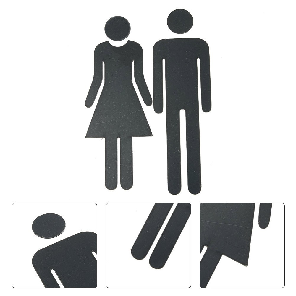 Boys/Girls Toilet Sign Wall Self-adhesive Sticker Acrylic 20 * 6.5cm 1 Pair