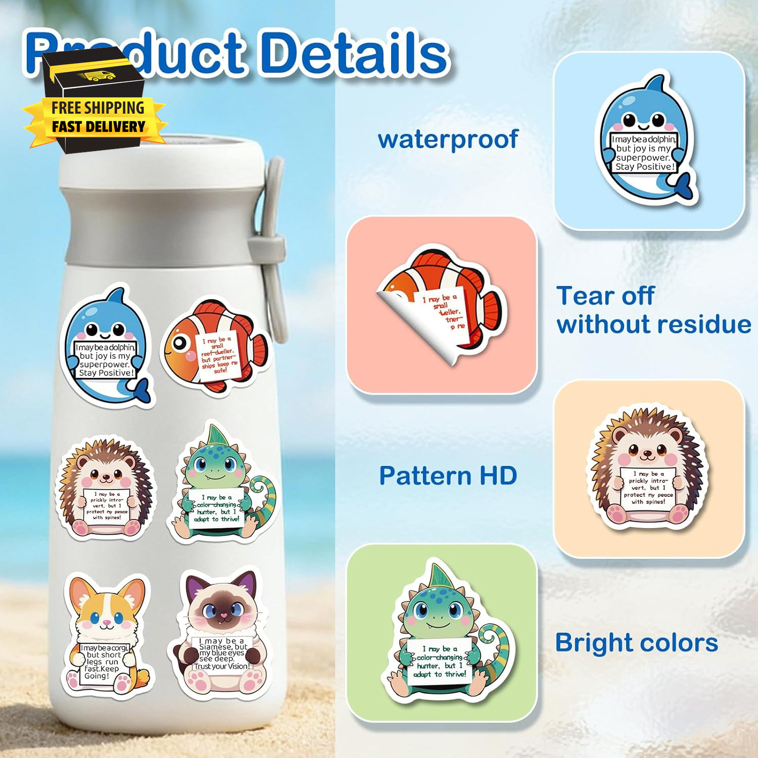 112 Pcs Emotional Support Animal Stickers – Affirmation Sticker Pack for Adults
