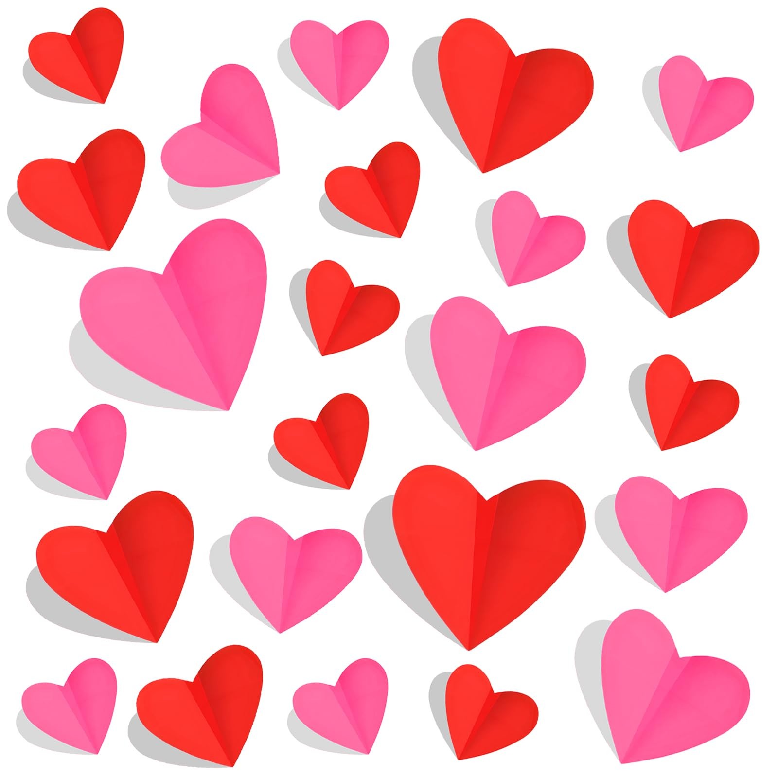74 Pcs Valentine's Day Decoration, 3D Red and Pink Heart Valentine Wall Stick…