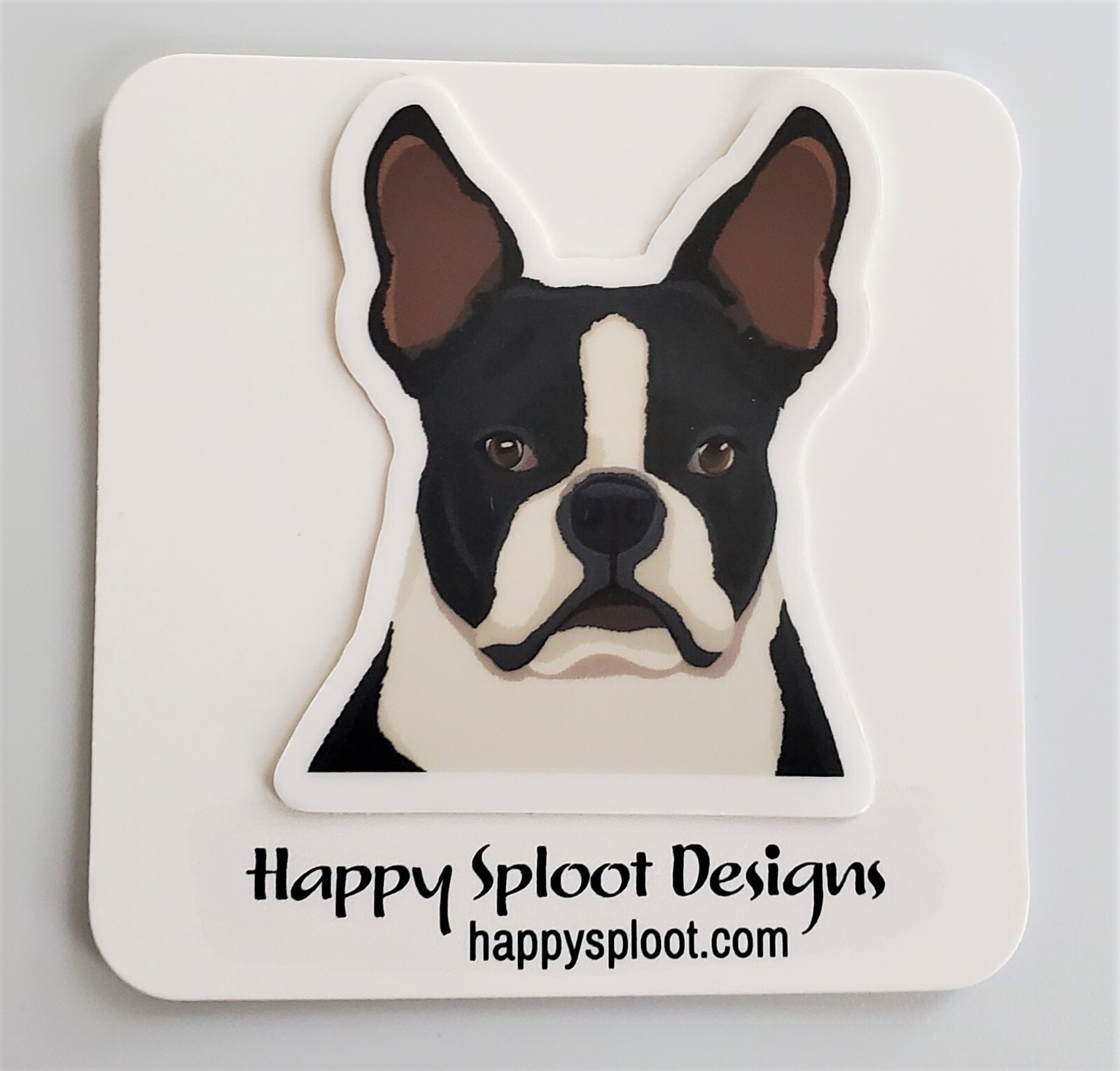 Black Boston Terrier Dog Sticker Water Bottle, Laptop, Phone, Dishwasher Safe