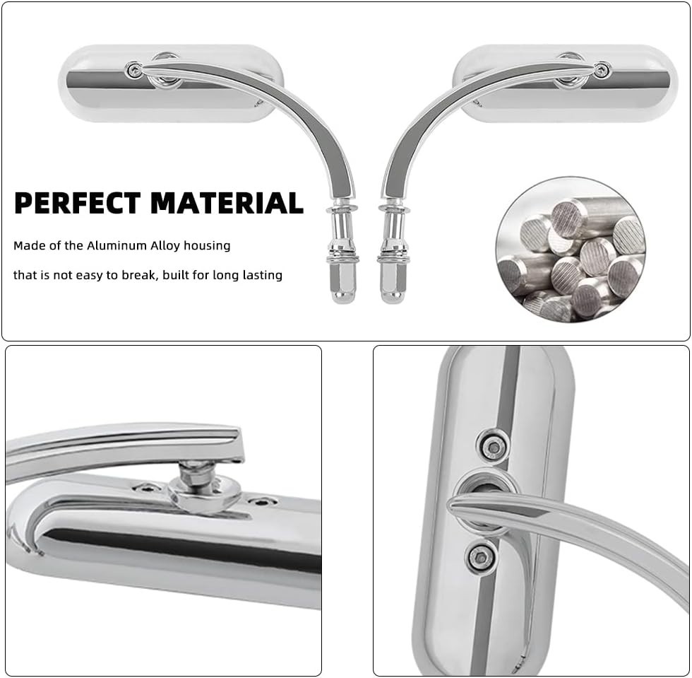 Chrome Oval Shape Motorcycle Mirrors,Upgrade Rearview Motorcycle Mirrors Compati