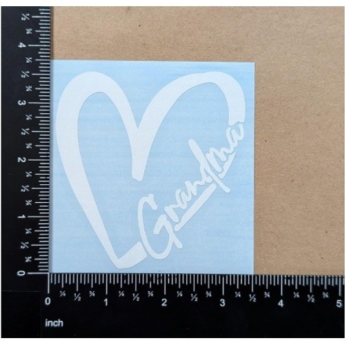 Grandma Vinyl Decal Stickers ~5 In White Heart Bear Best Grandma Ever 4 Pack NEW